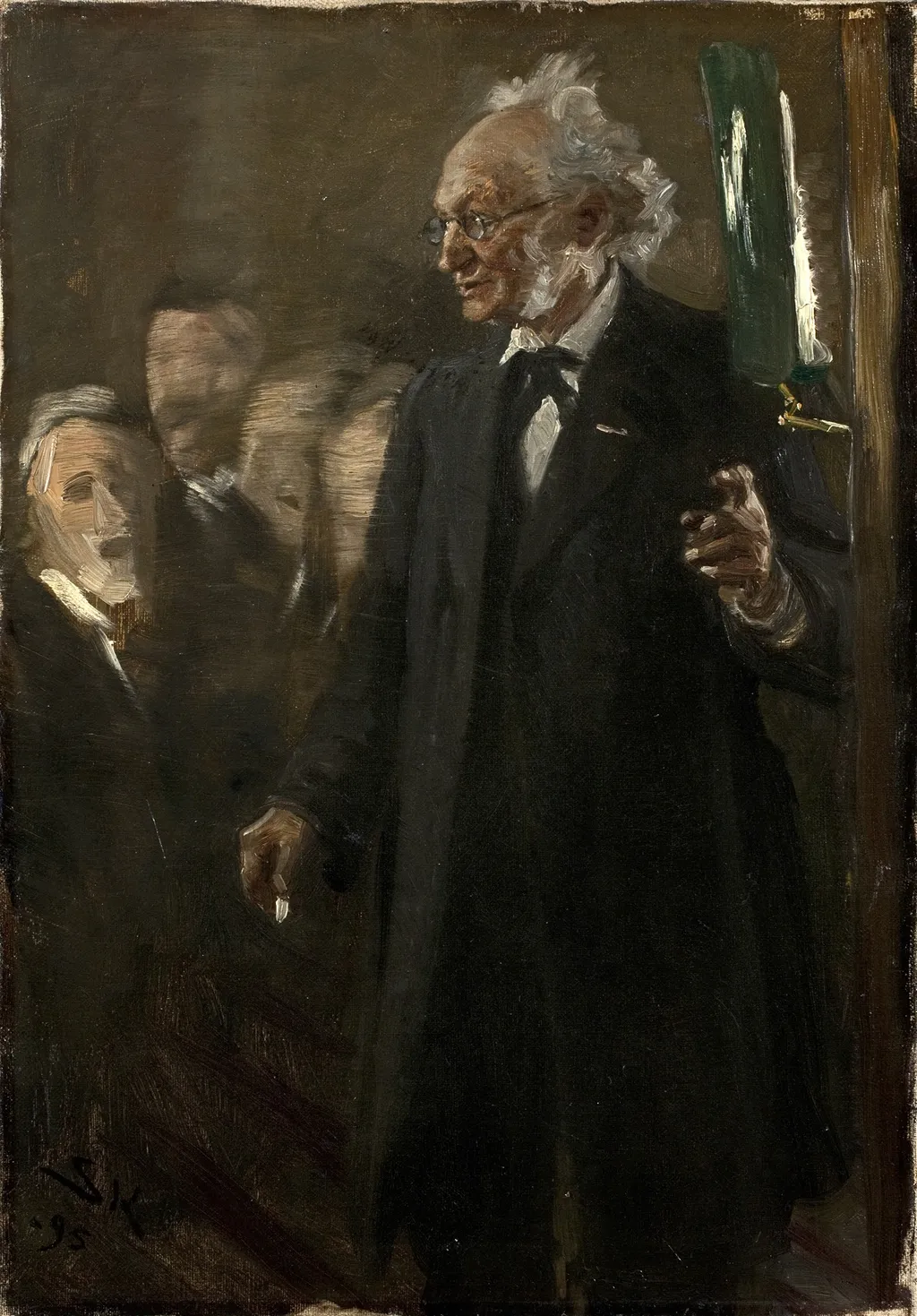 Professor i zoologi, Japetus Steenstrup holder foredrag, by Peder Severin Krøyer, oil, 1898