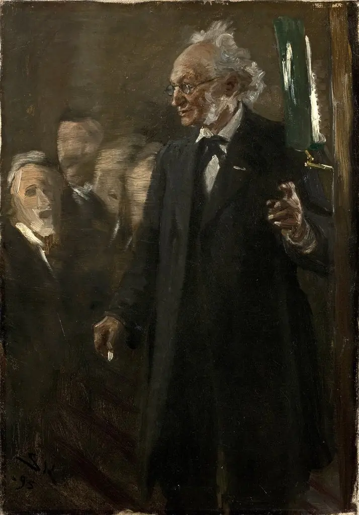 Professor i zoologi, Japetus Steenstrup holder foredrag, by Peder Severin Krøyer, oil, 1898