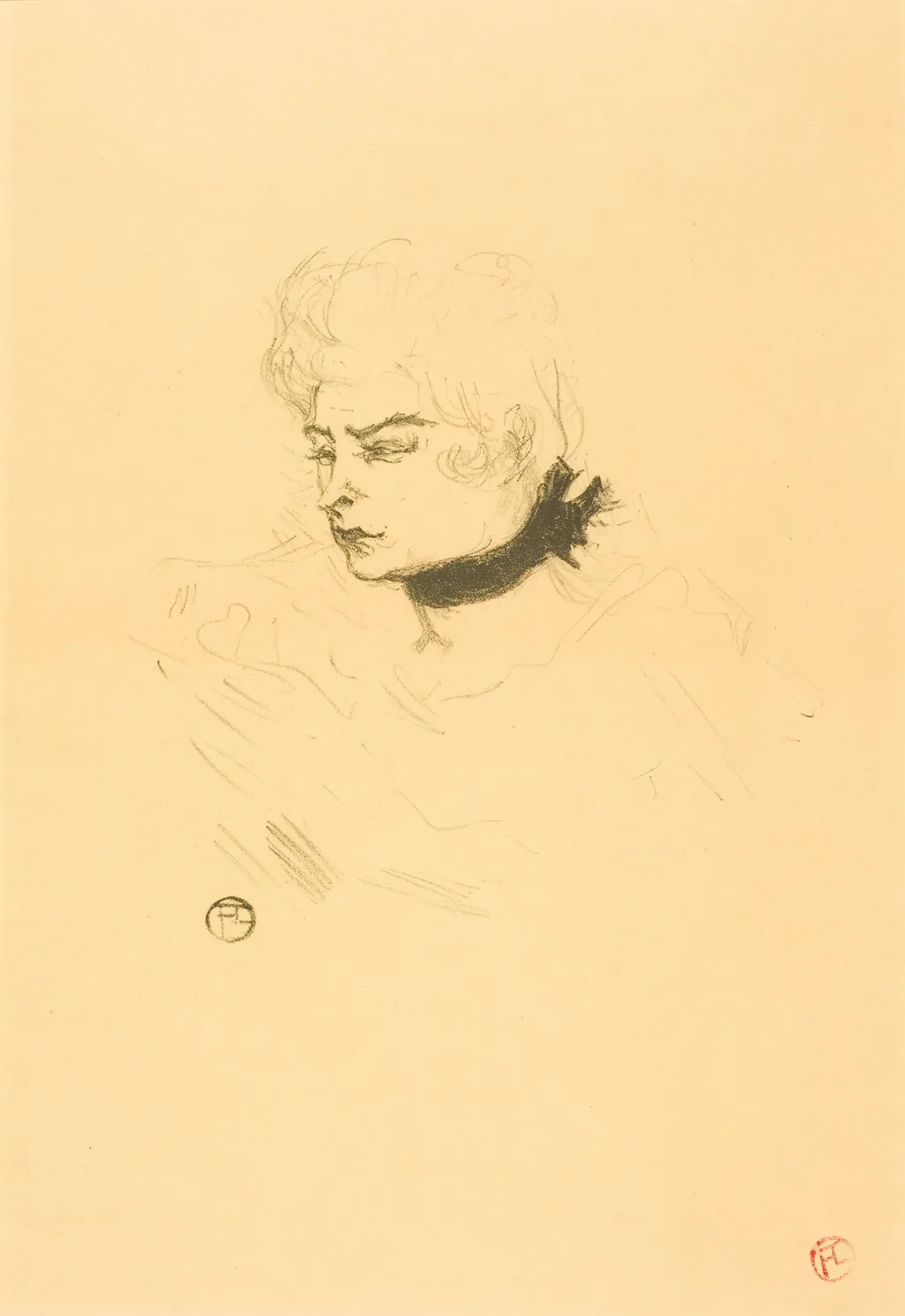 Mlle. Pois Vert, by Henri de Toulouse-Lautrec, ink, 1895