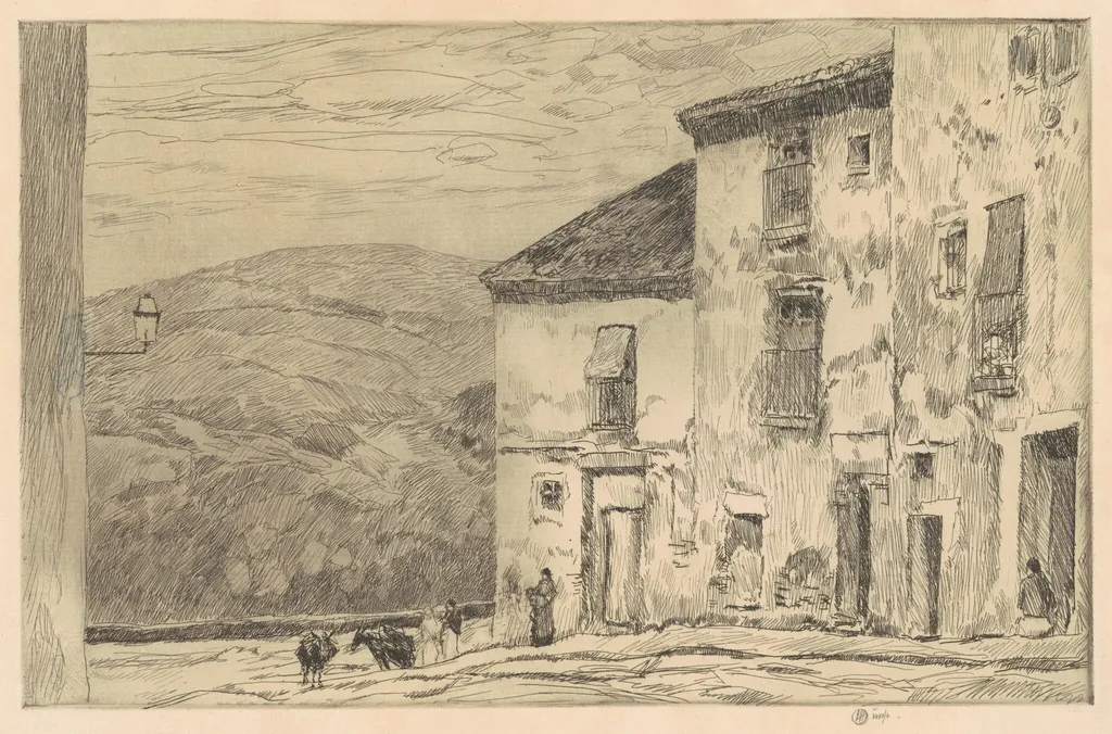 Toledo, by Childe Hassam, ink, 1910