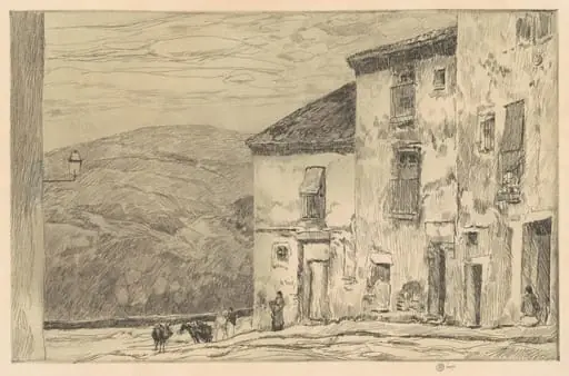 Toledo, by Childe Hassam, ink, 1910