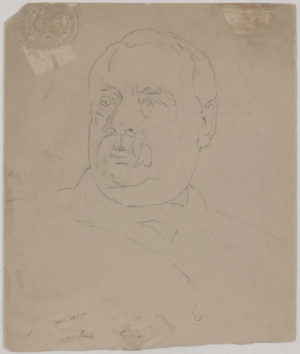 Grover Cleveland [verso], by Eastman Johnson, graphite, 1865