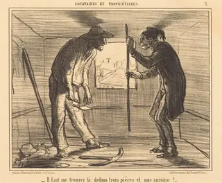 Il faut me trouver... trois pièces..., by Honoré Daumier, ink, 1856