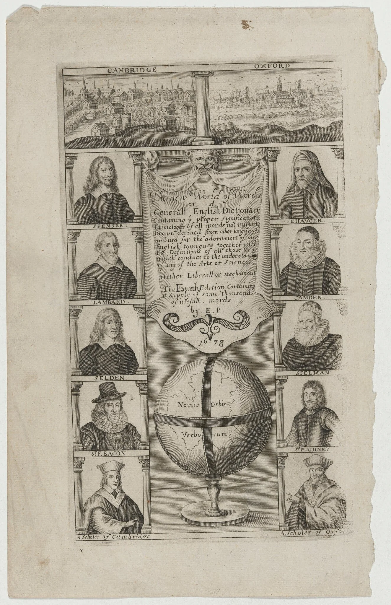 Title Page to The New World of Words or A General English Dictionary, detail