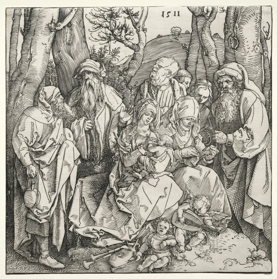 The Holy Family with Two Musician Angels, detail
