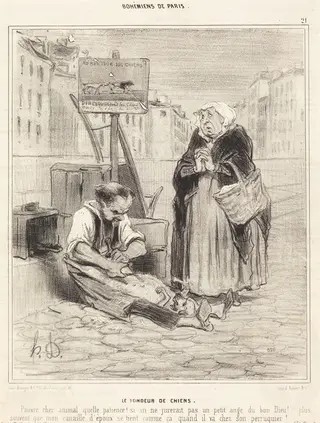 Le Tondeur de chiens, by Honoré Daumier, ink, 1842