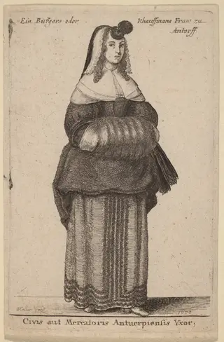 Ciuis aut Mercatoris Antuerpiensis Vxor, by Wenceslaus Hollar, ink, 1650