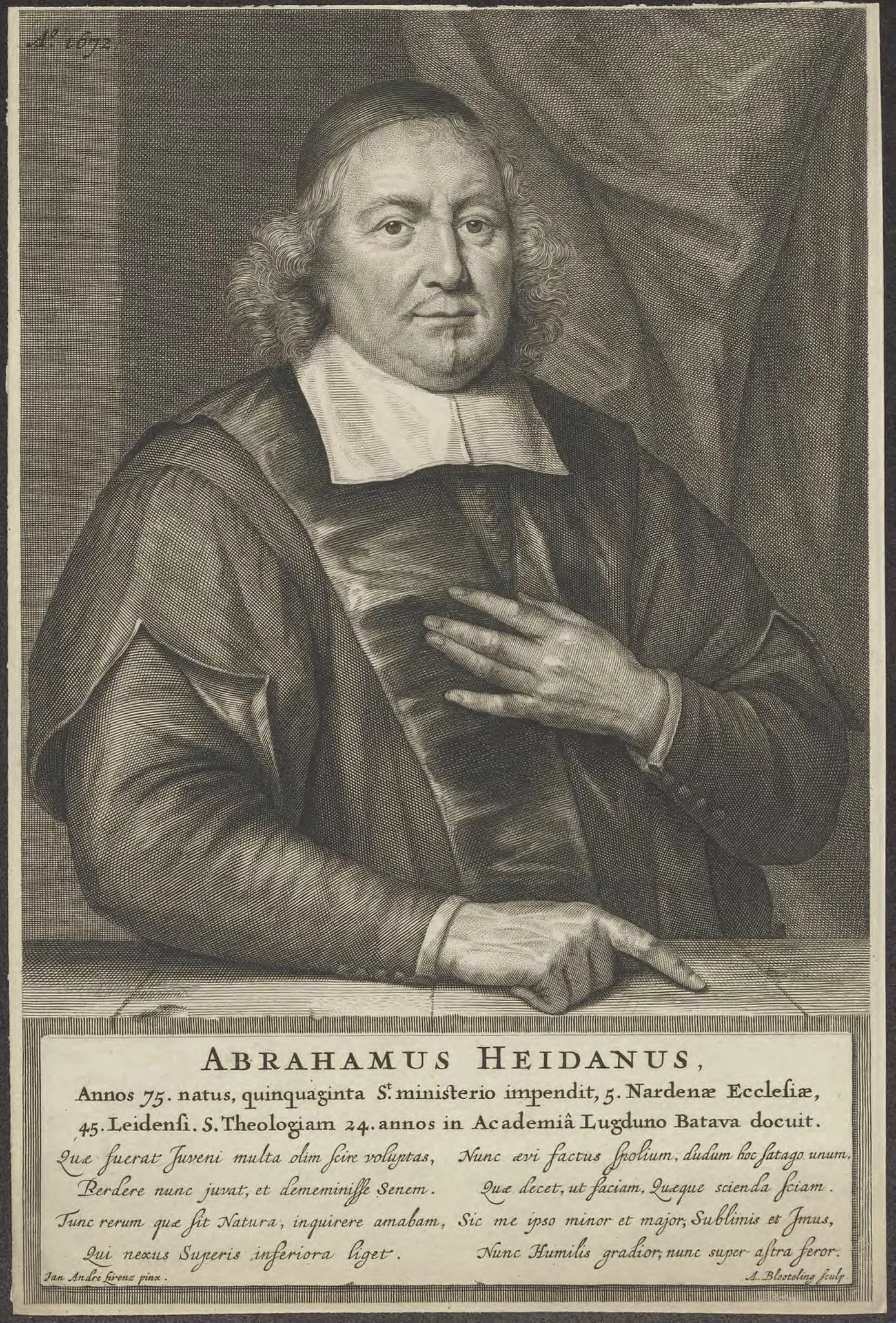 Portrait of Abraham Heidanus, professor of theology at Leiden, detail