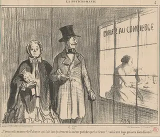 Tiens, voila mamzelle palmyre qui fait ..., by Honoré Daumier, ink, 1855