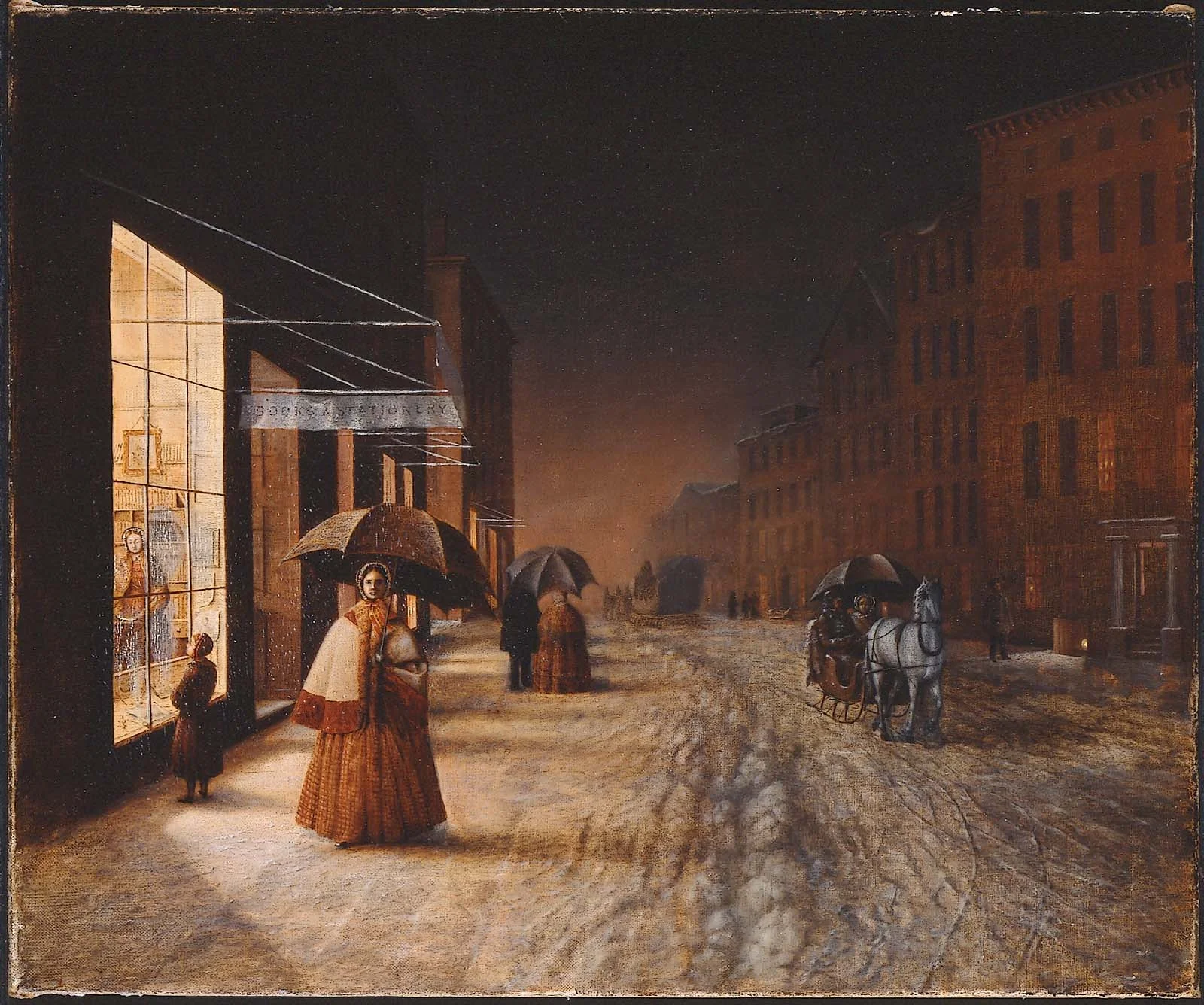 A Street in Winter: Evening, detail