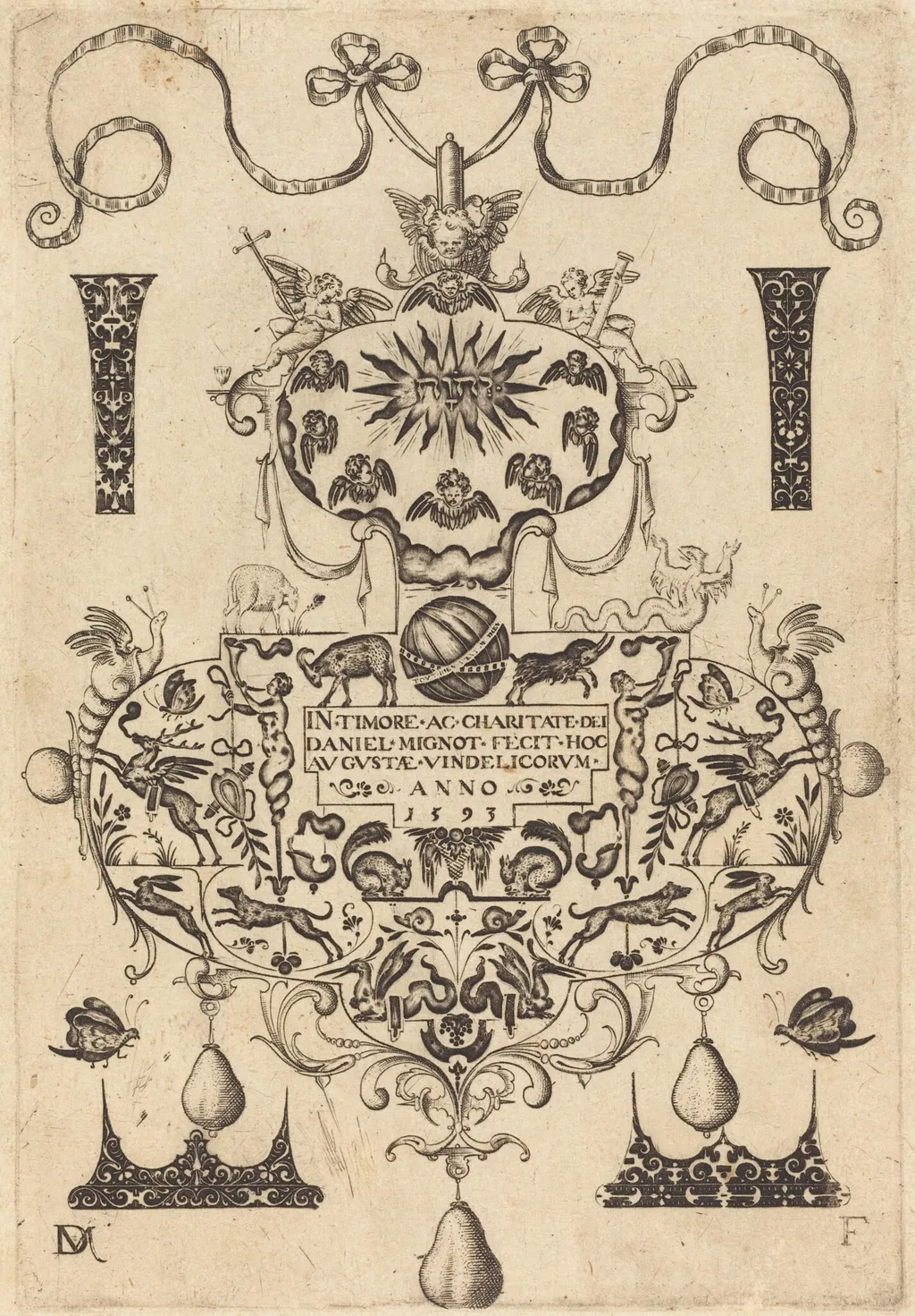 Title Page: Large Pendant, by Daniel Mignot, ink, 1593