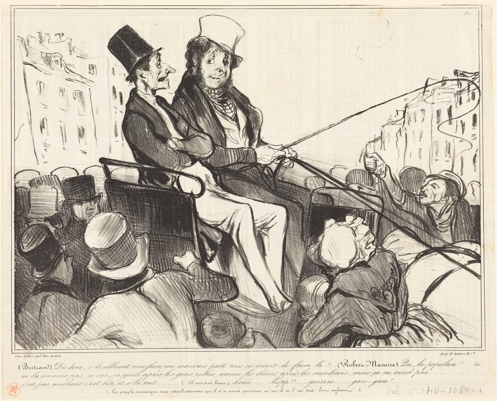Bertrand, dis donc, s'ils allaient nous faire..., by Honoré Daumier, ink, 1838