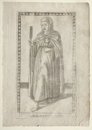 Grammar (from the Tarocchi, series C:  Liberal Arts, #21), by Master of the E-Series Tarocchi, 1467