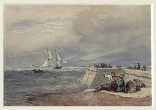Dover Pier, by David Cox, watercolor, 1800