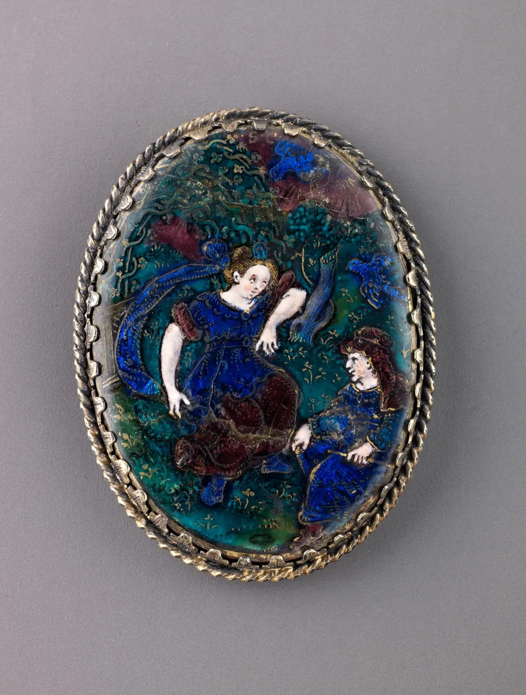 Watchcase cover: Pomona and Vertumnus, by Suzanne de Court, unspecified, 1612