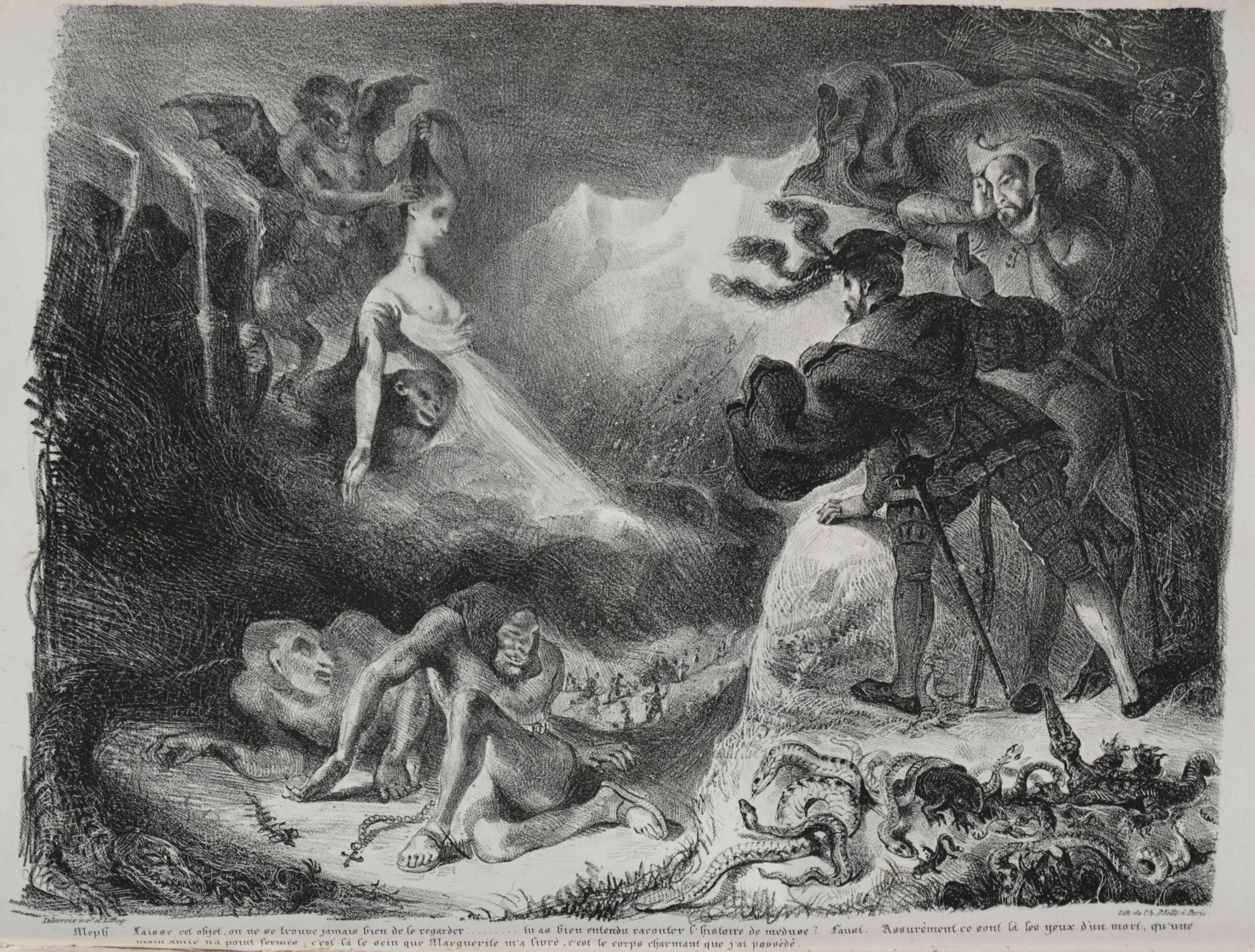 Illustrations for Faust: Marguerite's shadow appears to Faust, detail