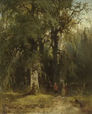 View in the Woods, by Johannes Warnardus Bilders, oil, 1870