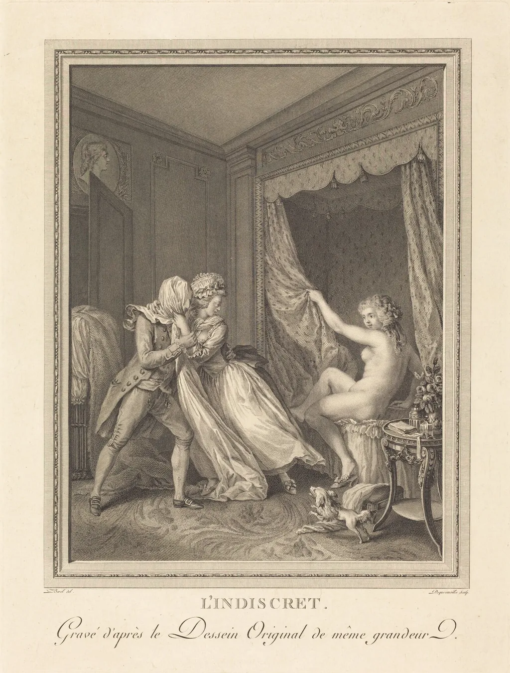 L'Indiscret, by Francois-Nicolas-Barthelemy Dequevauviller, ink, 1786