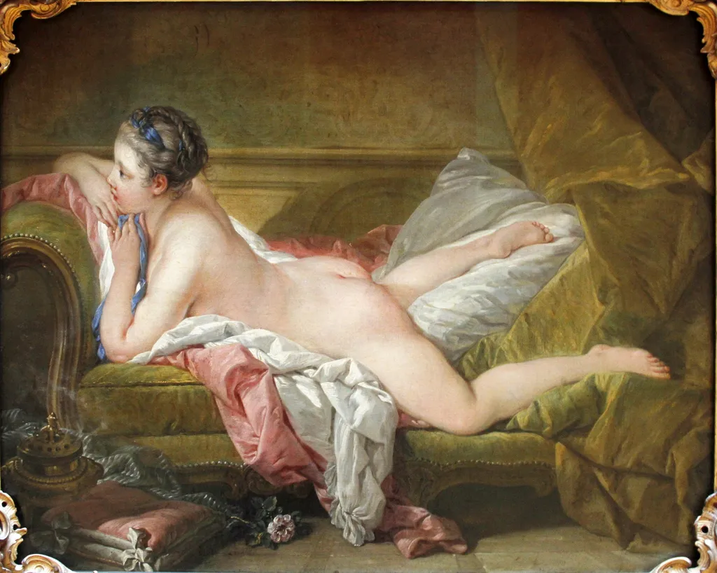 Reclining Girl, by François Boucher, oil, 1752