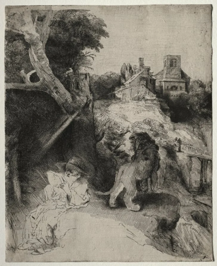 St. Jerome Reading in an Italian Landscape, detail