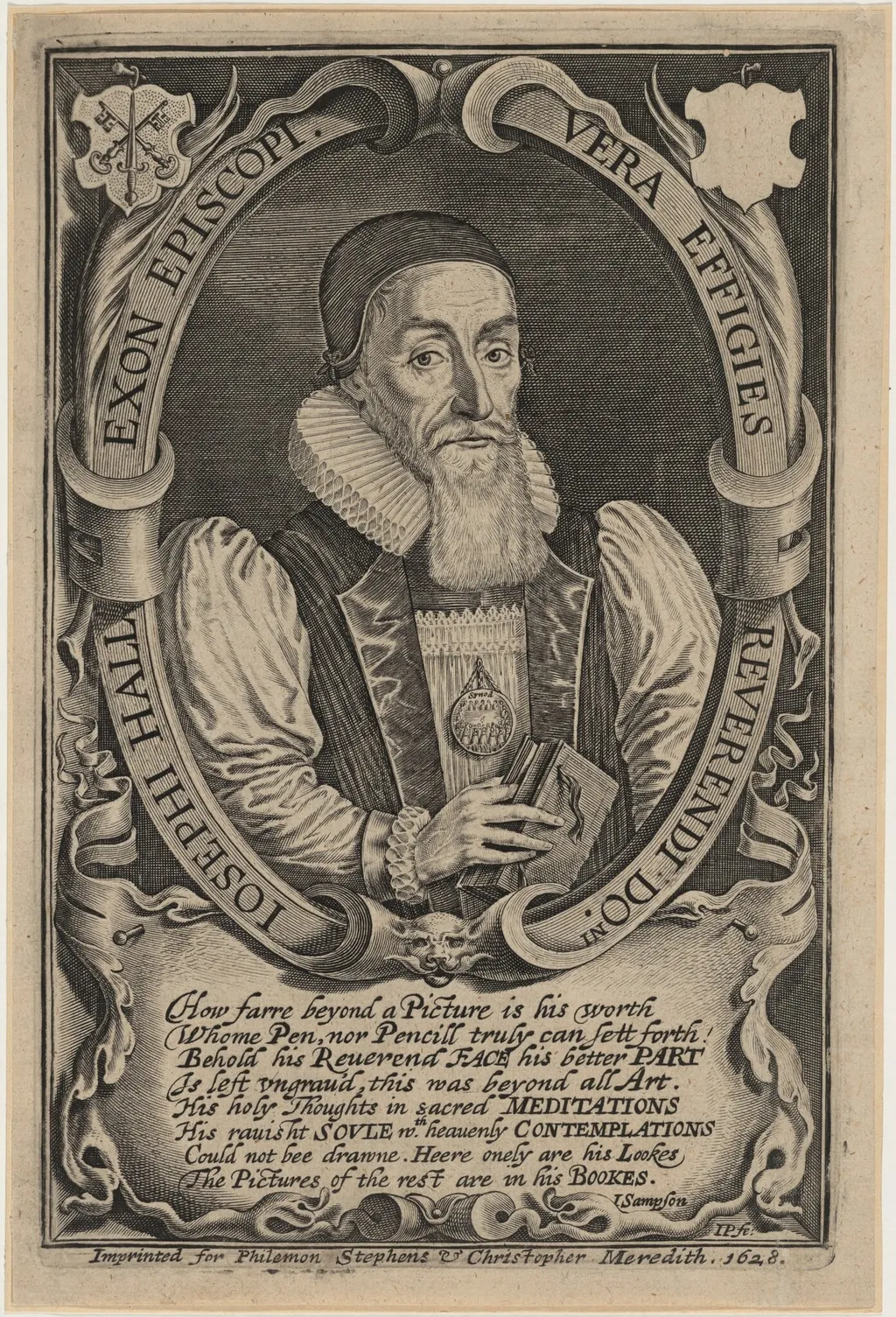 Joseph Hall, Bishop of Exeter and Norwich, by John Payne, ink, 1628