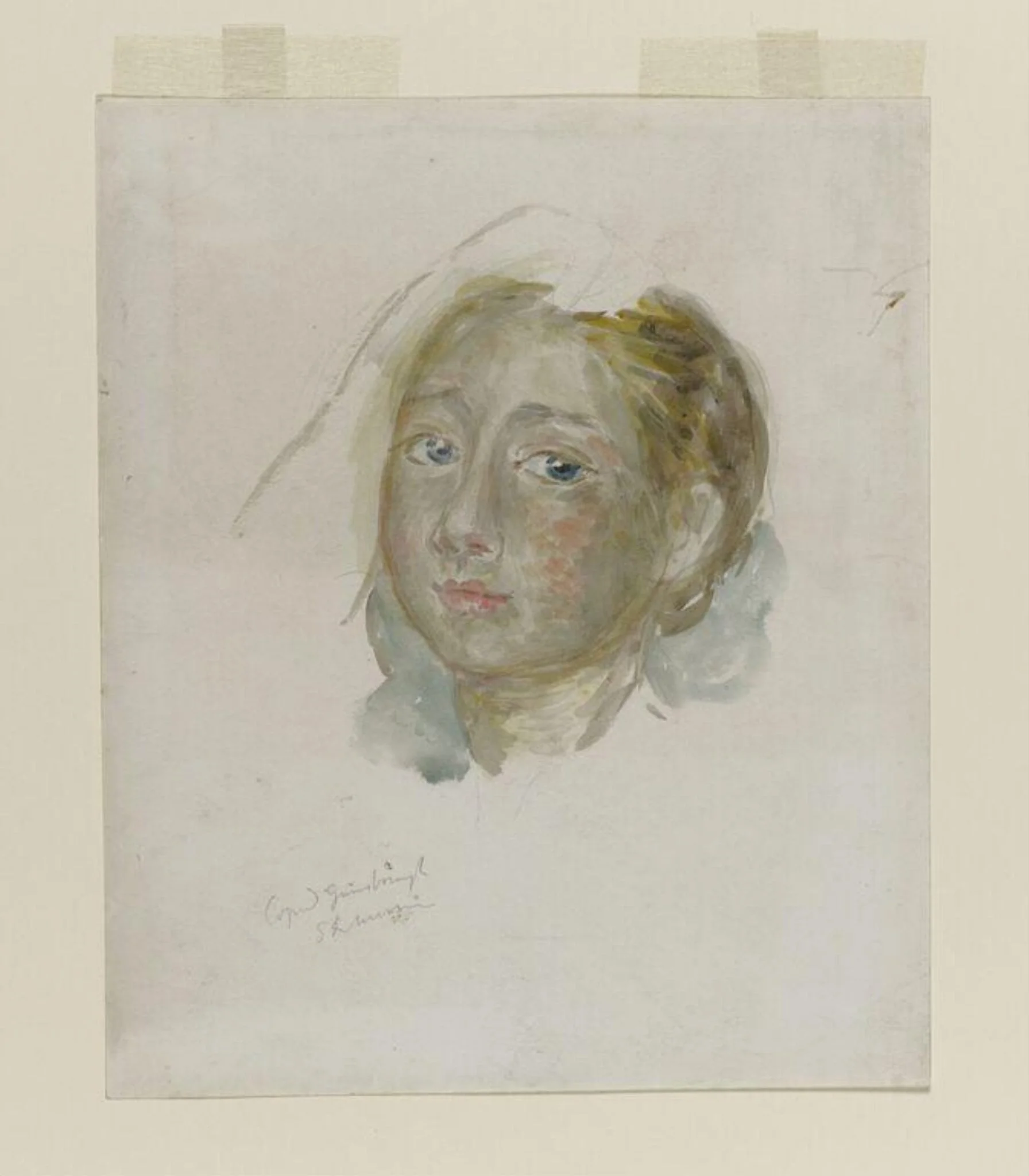Margaret Gainsborough, copied from Thomas Gainsborough's portrait of his two daughters, Mary and Margaret (ca.1758) in the Victoria and Albert Museum, detail