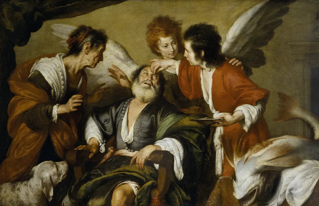Tobias heals his Father, by Bernardo Strozzi, oil, 1640