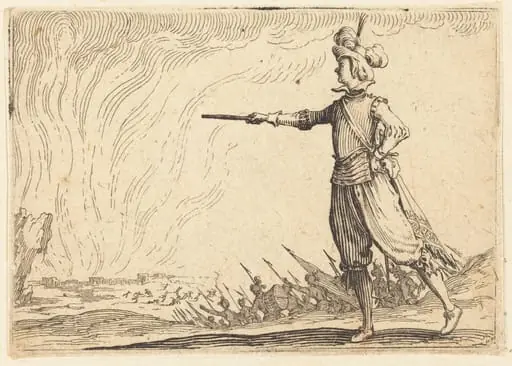 Military Commander on Foot, by Jacques Callot, ink, 1622