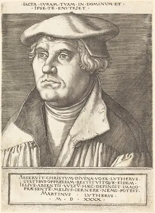 Martin Luther, by Heinrich Aldegrever, ink, 1540