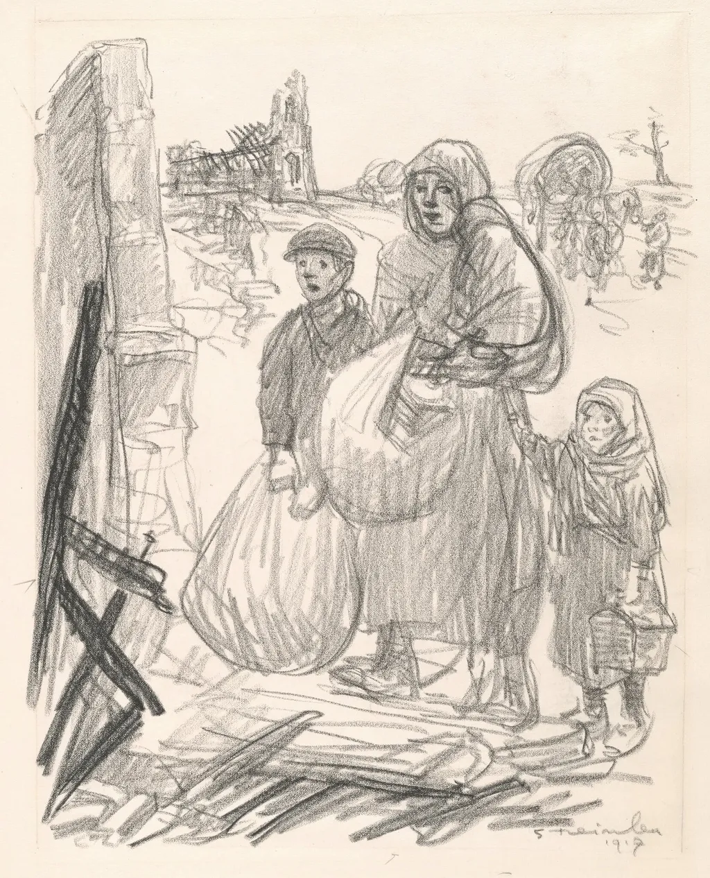 C'est ici, chez nous!, by Théophile Alexandre Steinlen, chalk, 1916