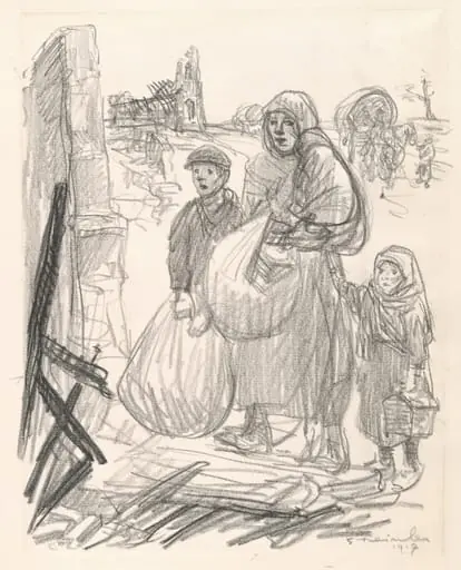 C'est ici, chez nous!, by Théophile Alexandre Steinlen, chalk, 1916