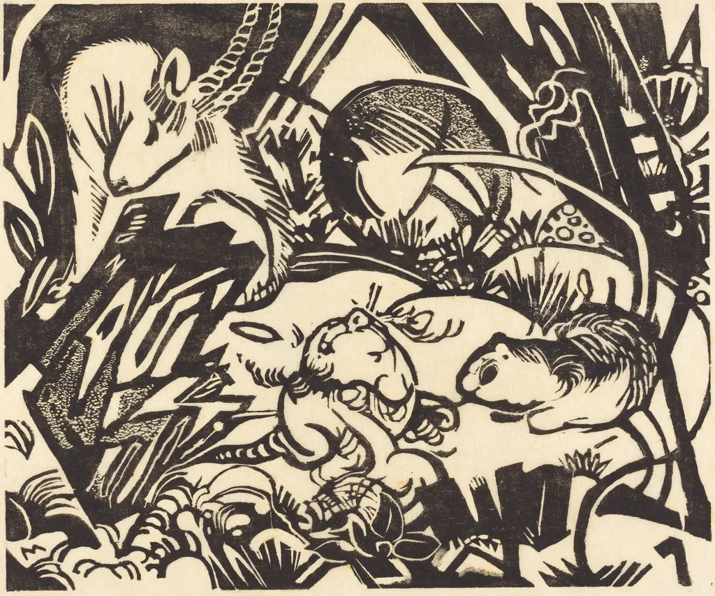 Animal Legend (Tierlegende), by Franz Marc, ink, 1912