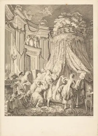 Le couché de la mariée, by Jean-Michel the Younger Moreau, ink, 1768