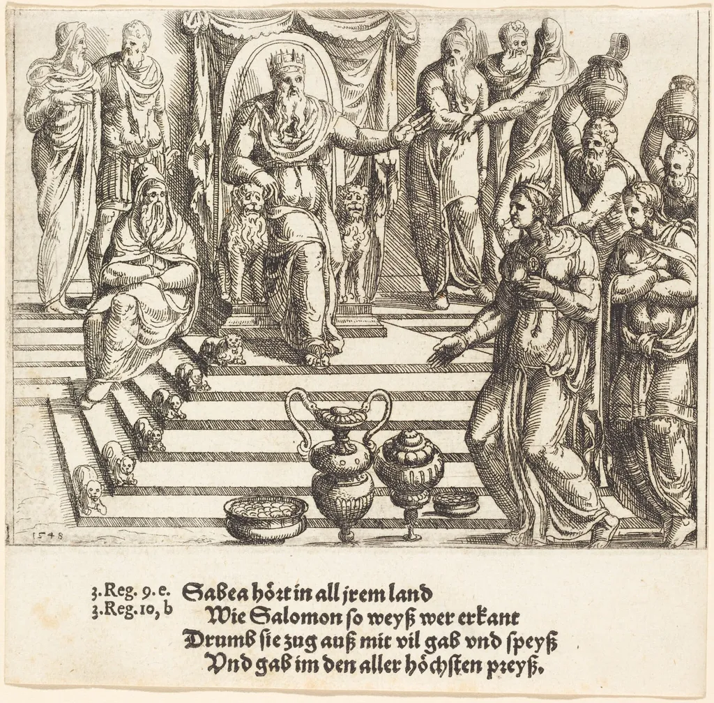 Queen of Sheba's Visit to Solomon, by Augustin Hirschvogel, ink, 1548