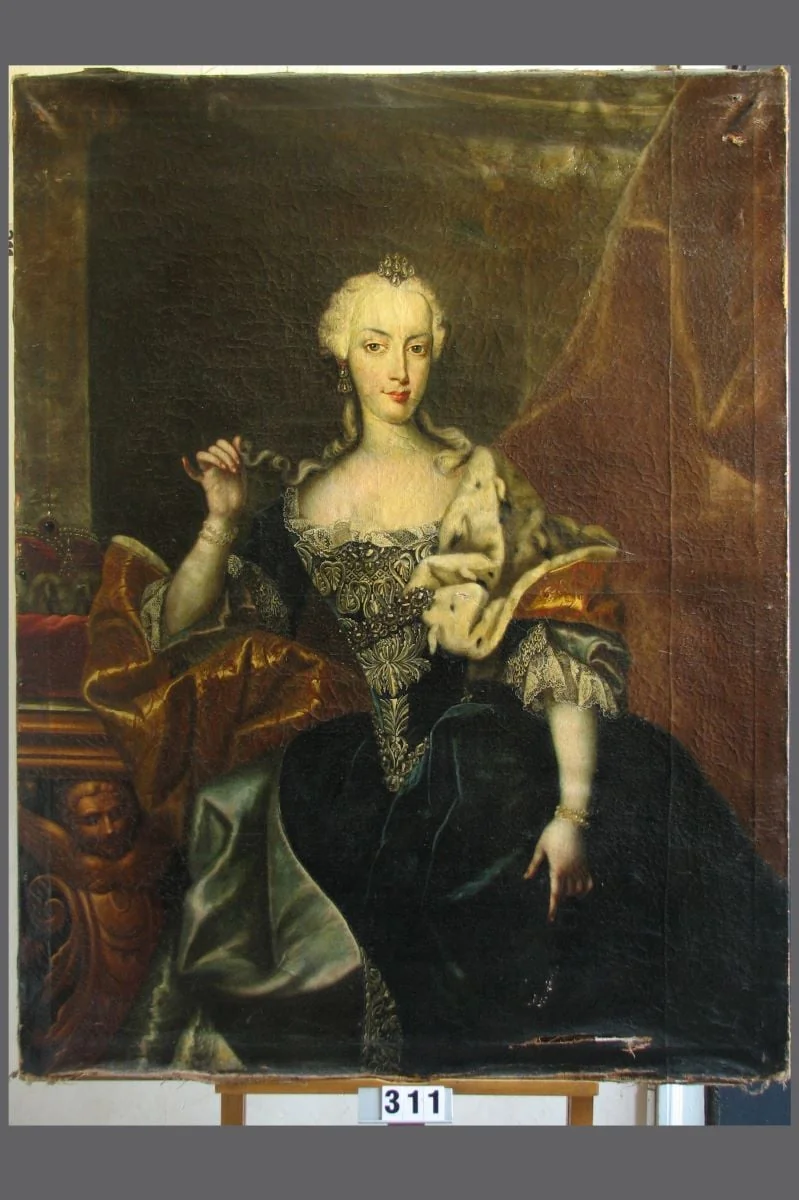 Maria Theresia, arhiducesă de Austria ; în registrul inventar: Prințesă în haină albastră, detail