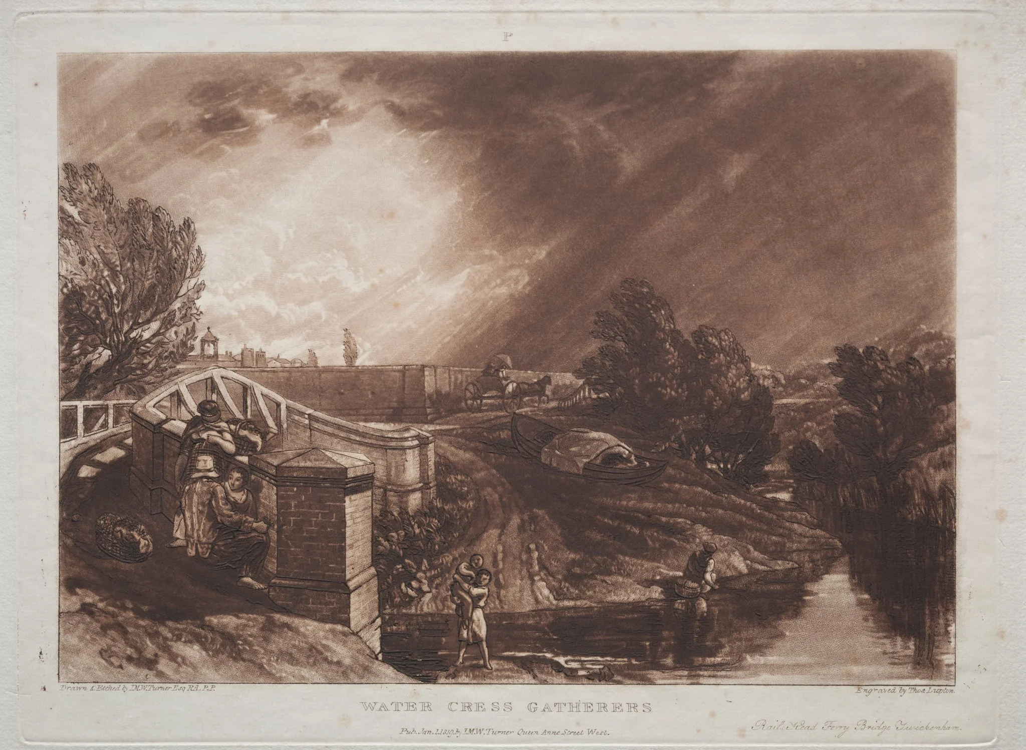Liber Studiorum: Watercress Gatherers, Rails Head, Ferry Bridge, Twickenham, detail
