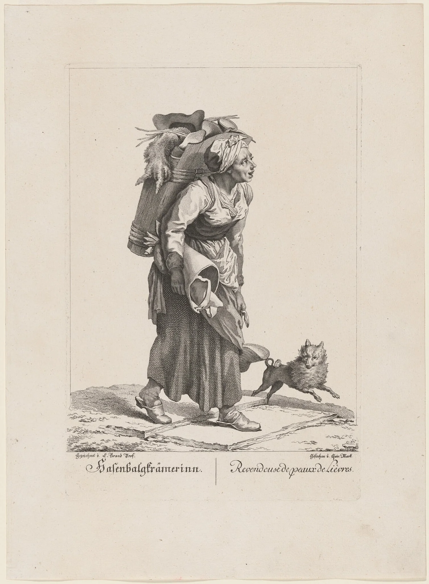 Hasenbalgkrämerinn/Revendeuse de peaux de Lièvres (Seller of Hares' Skins), detail