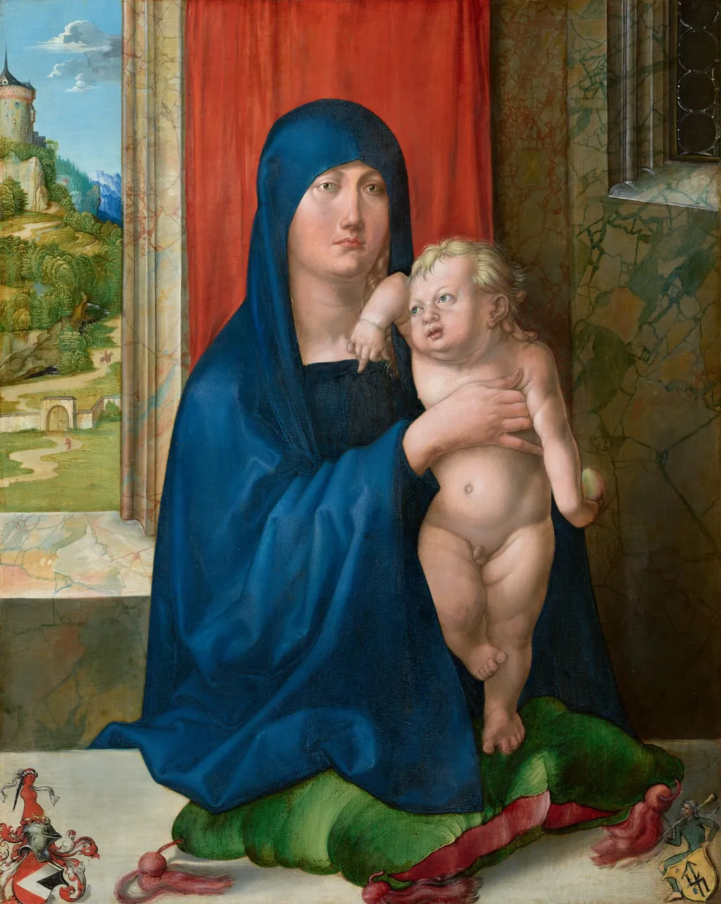 Madonna and Child [obverse], by Albrecht Dürer, oil, 1498