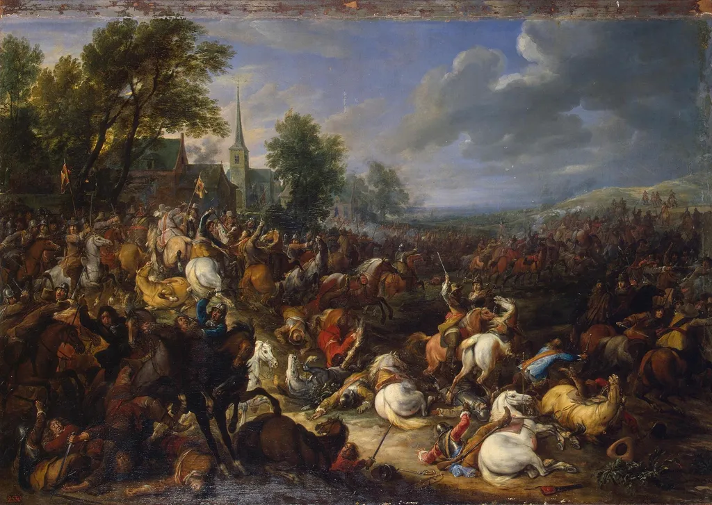 Cavalery in the Battle, by Adam Frans van der Meulen, oil, 1657
