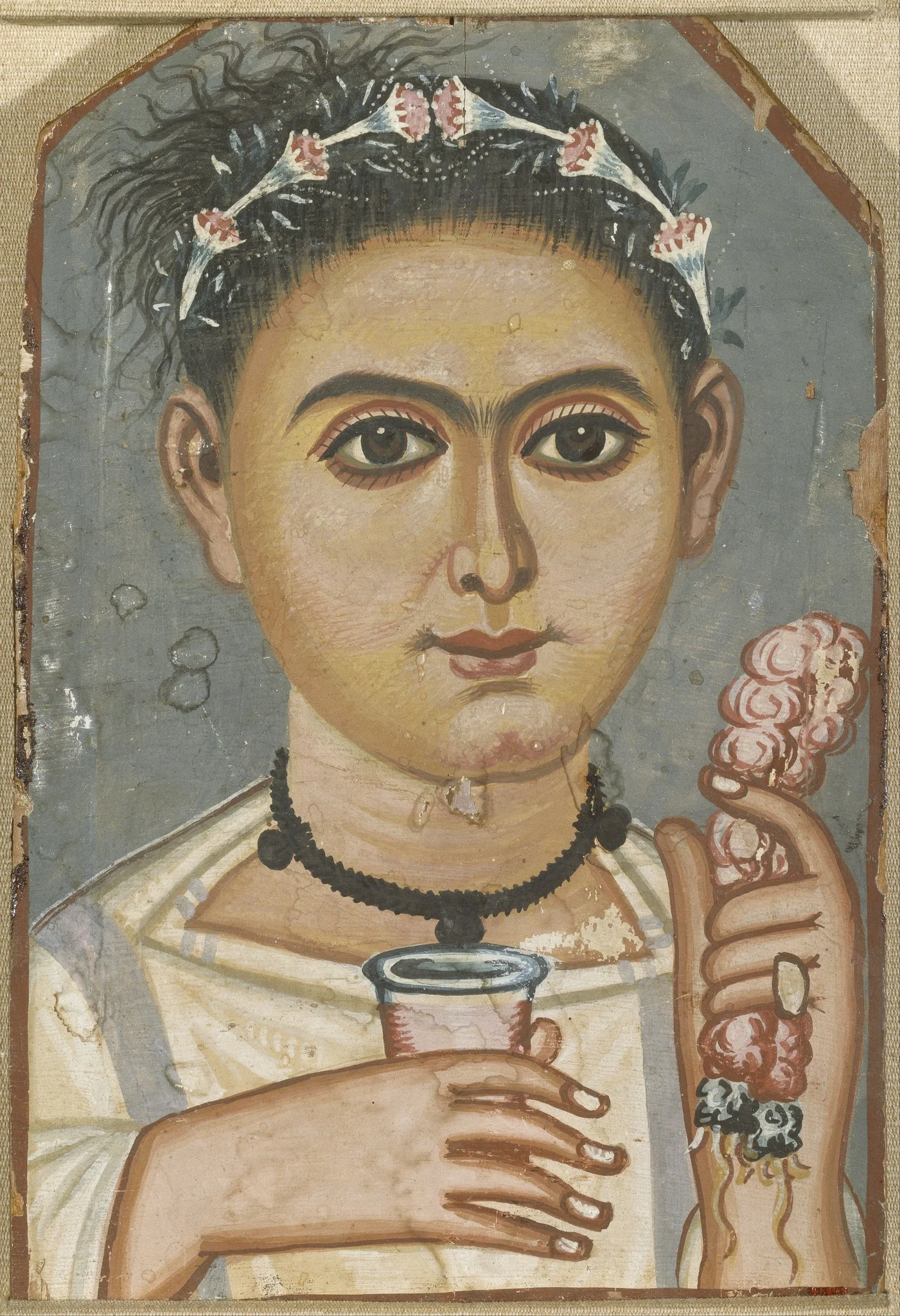 Boy with a Floral Garland in His Hair, detail