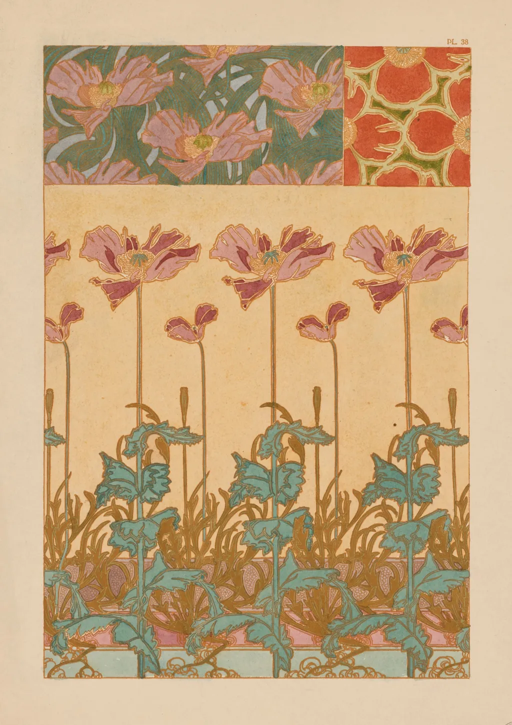 Documents Decoratifs:  Oriental Poppies, by Alphonse Mucha, 1902