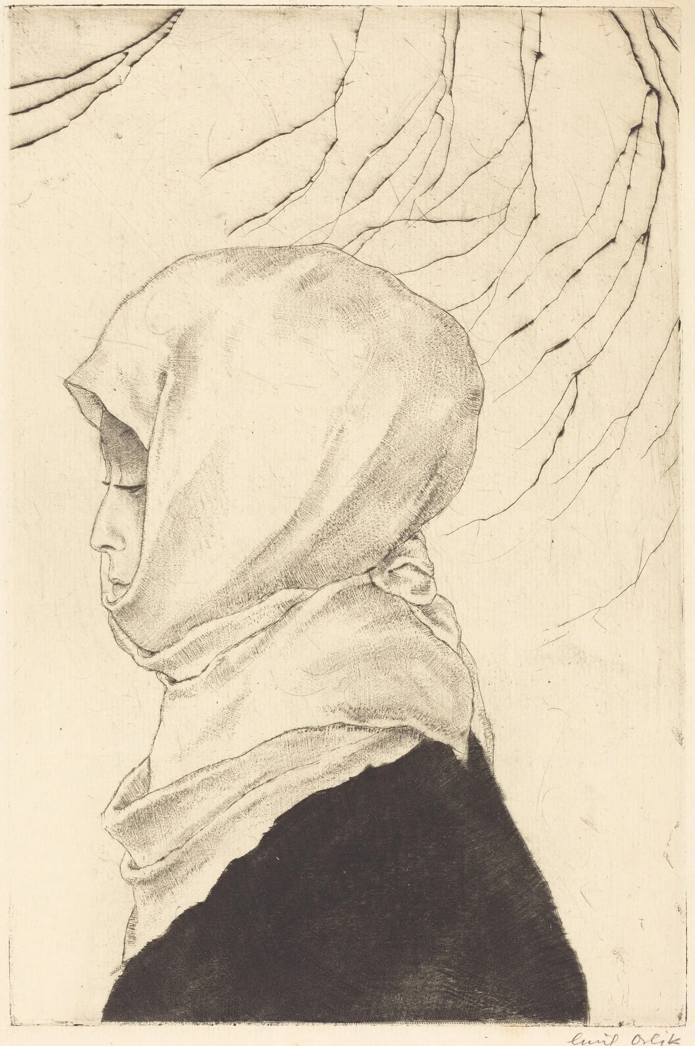 Japanerin im Winterkleid (Japanese Woman in Winter Dress), detail