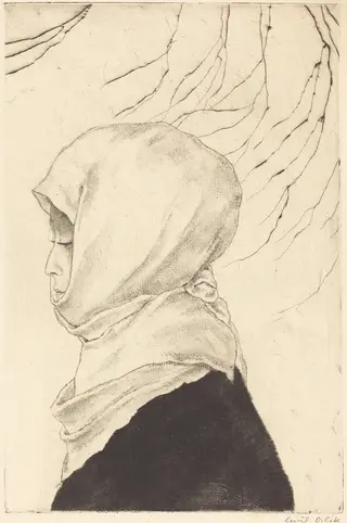 Japanerin im Winterkleid (Japanese Woman in Winter Dress), by Emil Orlik, ink, 1902