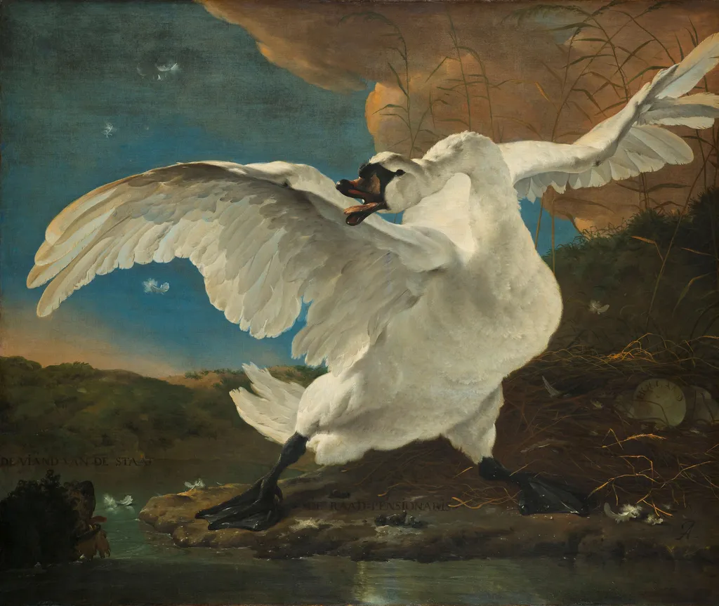 The Threatened Swan, by Jan Asselijn, oil, 1650