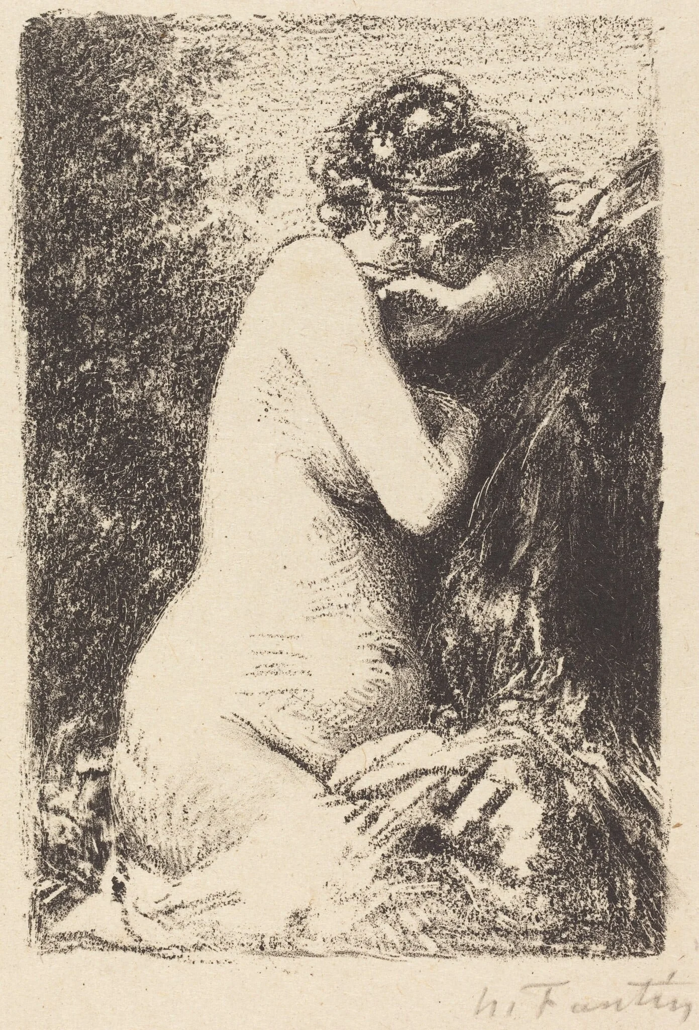 Weeper: Study of a Nude Woman, Seated with Profile to Right, detail