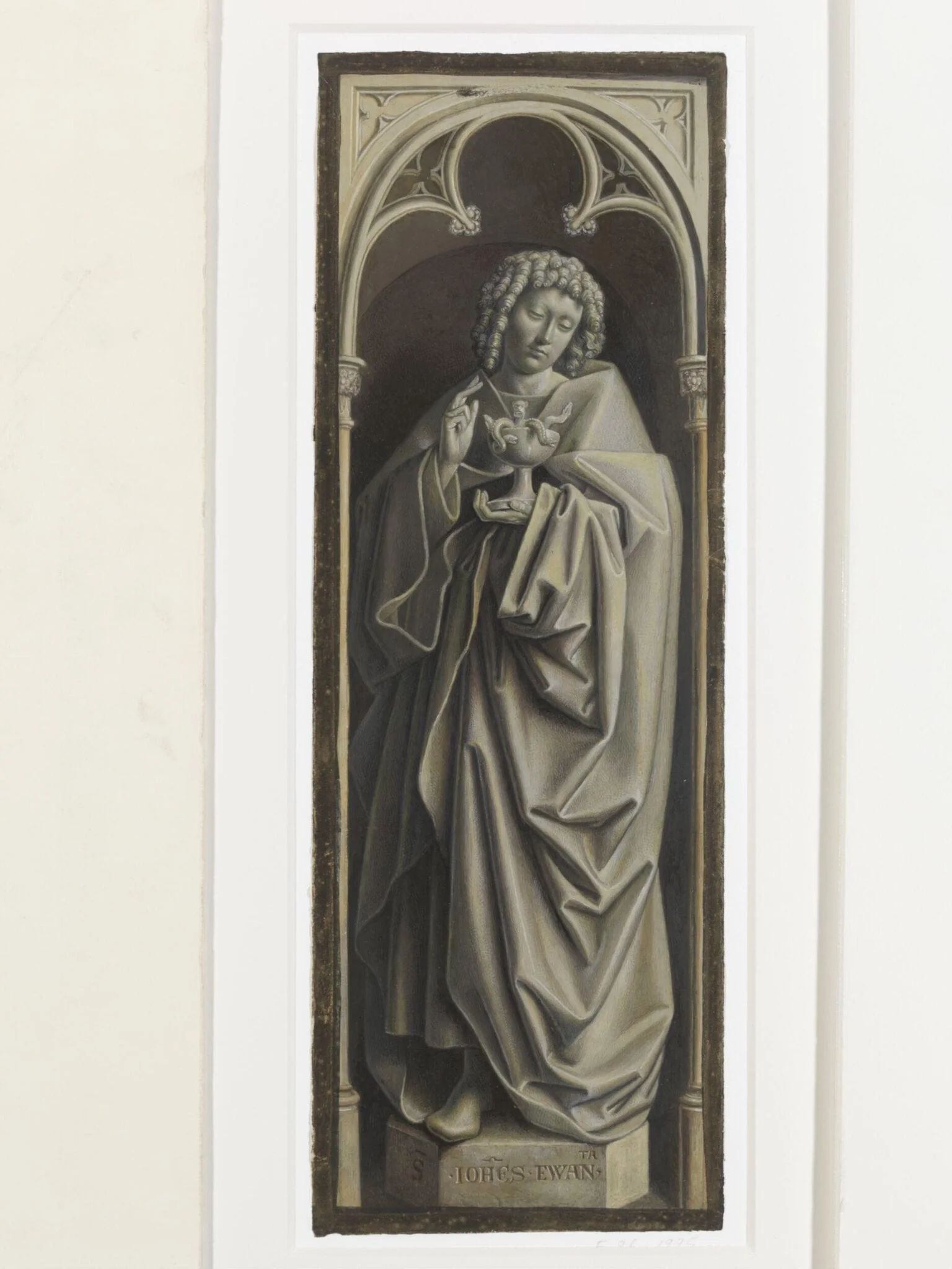 Copy of a detail of the Ghent Altarpiece, St John the Evangelist, by Hubert and Jan van Eyck in the church of St Bavon, Ghent., detail