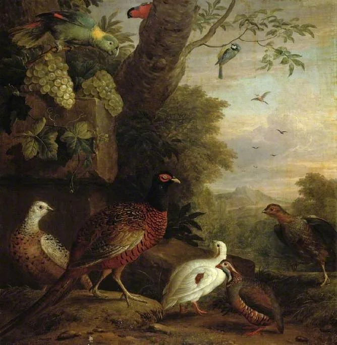Birds in a landscape, detail