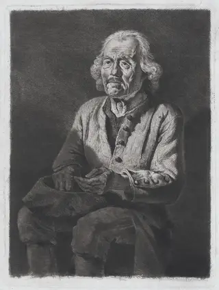 Old Gérard, Peasant from Chasselay, by Jean-Jacques de Boissieu, ink, 1772