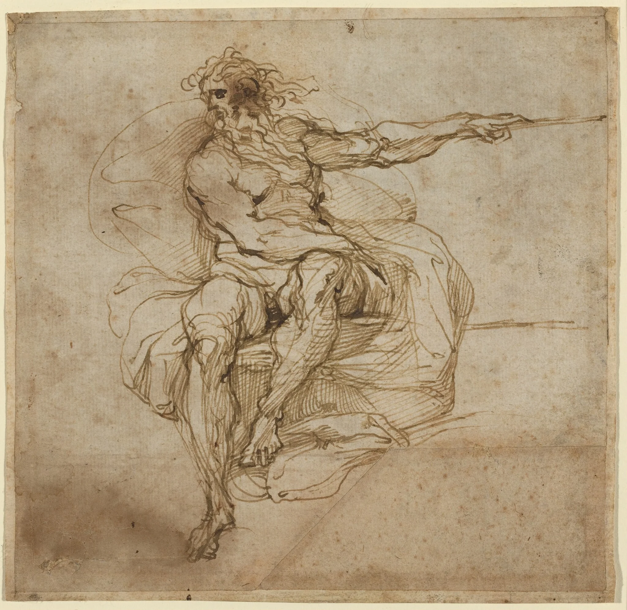 Seated Male Nude [recto], detail