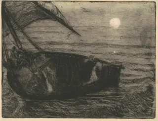 Christ Walking on the Water, by Henry Ossawa Tanner, ink, 1910